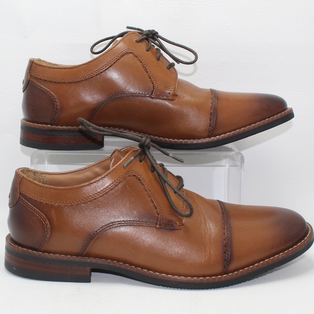 Nunn Bush Mens Tan Leather Cap Toe Oxford Dress Shoes Comfort Gel 81085 Size 8 M